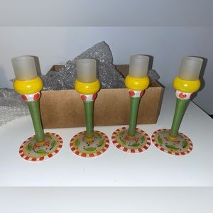 Set of 4 glass colorful Candle Holders